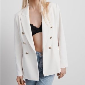 ZARA DOUBLE BREASTED PIQUÉ BLAZER